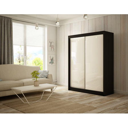 Kvalitní Šatní Skříň Peak 120 cm Bílá Černý mat Furniture